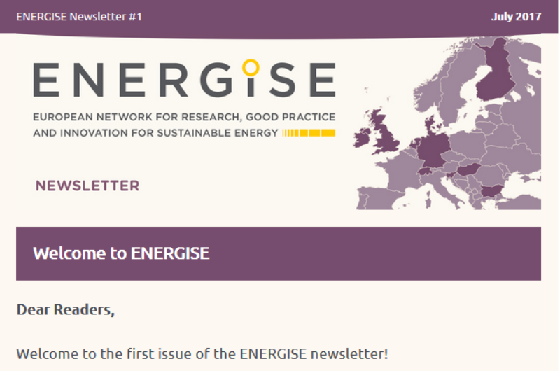 Erste ENERGISE-Newsletter verfügbar